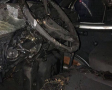 Вблизи Мариуполя внезапно загорелся автомобиль с водителем (ФОТО)