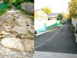 Жители частного сектора Мариуполя показали дорогу до и после ремонта