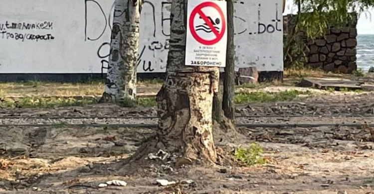 Купаться запрещено: на мариупольском пляже появилась предупреждающая табличка