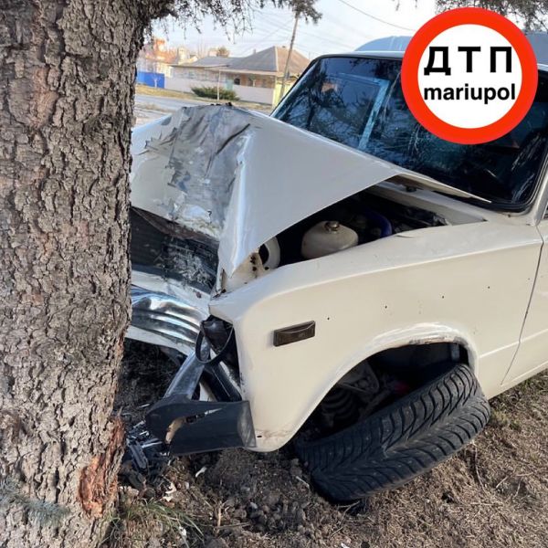 В Мариуполе водитель врезался в дерево и сбежал