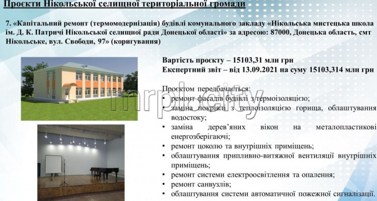 Строить спорткомплекс и депо, модернизировать школу и больницу - в планах Никольской громады Мариупольского района