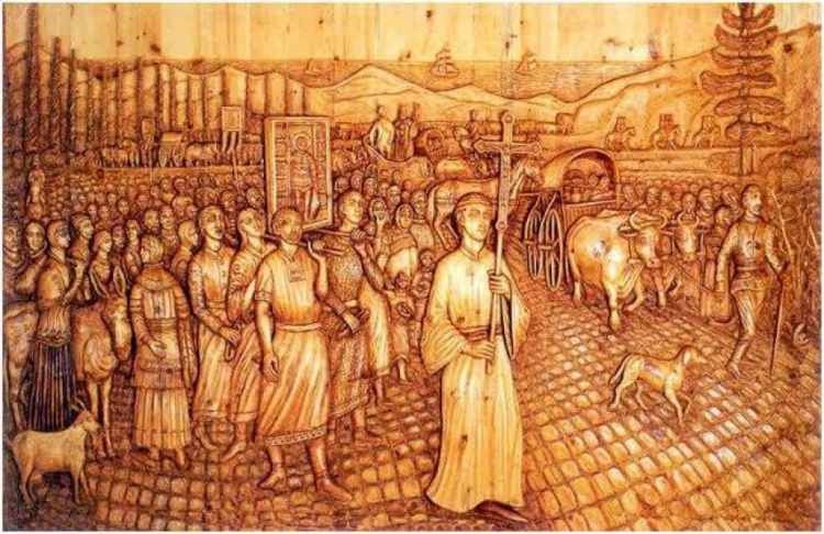 Горельеф «Большой путь греков в Приазовье», сделанный в 1992-1997 годах мариупольским мастером Георгием Коротковым