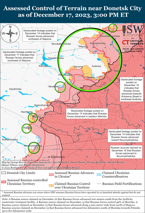 На Донбасі знизилася інтенсивність боїв, але росіяни все ще прагнуть оточити Авдіївку - карта