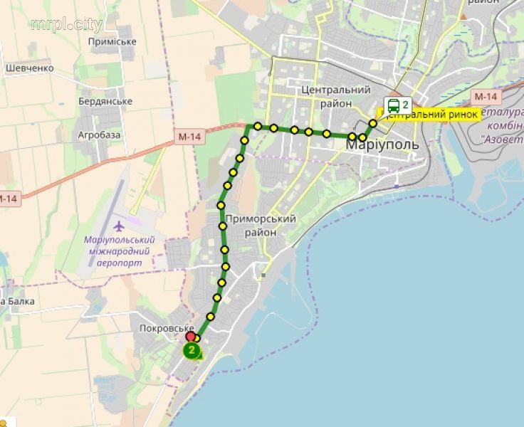 В Мариуполе новые автобусные маршруты появились на карте онлайн движения транспорта