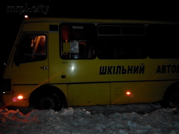 В Донецкой области школьный автобус унесло в снежный сугроб (ФОТО)