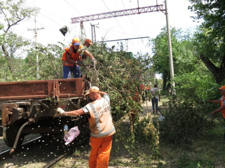 Железнодорожники с топорами обезопасили движение составов в Мариуполе (ФОТО+ВИДЕО)