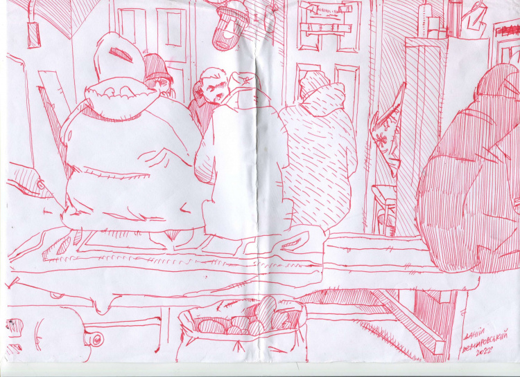 Маріупольський художник представив серію замальовок з бомбосховища
