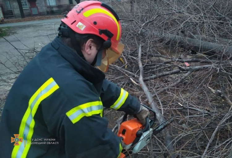 Возле военного госпиталя в Мариуполе снесли деревья
