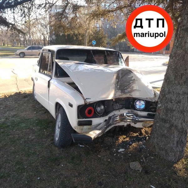 В Мариуполе водитель врезался в дерево и сбежал