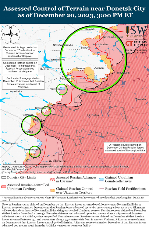 Росіяни атакували Україну дронами та наступали на чотирьох напрямках на Донбасі – карта