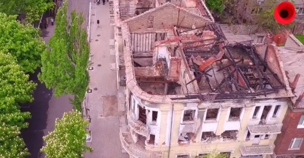 Сожженное здание горуправления милиции сняли с квадрокоптера (ВИДЕО)