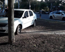 В центре Мариуполя произошло ДТП: автомобиль вылетел на зеленую зону (ФОТО)