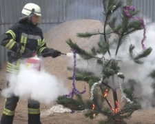 «Елочка, гори!»: в Мариуполе спасатели показали, как новогодняя елка может стать причиной трагедии (ВИДЕО)