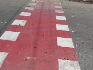 На дорогах Мариуполя появились нестираемые «зебры» для велосипедистов (ФОТОФАКТ)