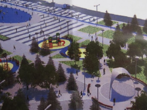 Реконструкция главной площади Мариуполя за 74 млн грн: парковка, пешеходный фонтан, здание с буфетом и душем (ФОТО)