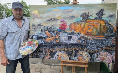 Художник з Маріуполя малює рідне місто - скалічене і в руїнах, але з духом надії на відновлення та свободу