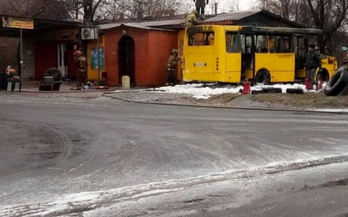 В Мариуполе сгорел автобус