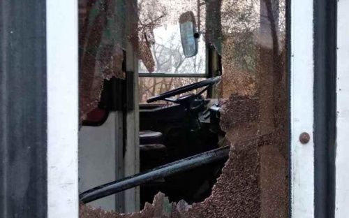 Разбил дверь троллейбуса и ударил полицейского: в Мариуполе задержали агрессивного пассажира (ФОТО)