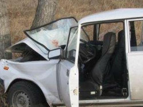 Под Мариуполем автомобиль врезался в дерево, пострадала пассажирка