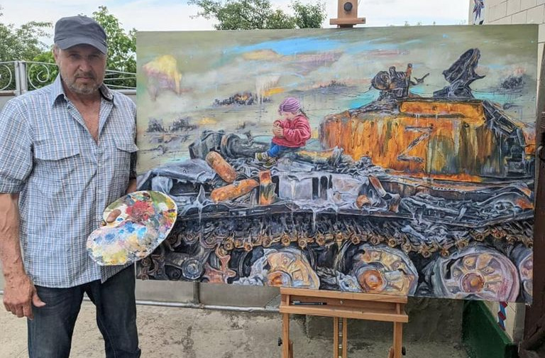 Художник з Маріуполя малює рідне місто - скалічене і в руїнах, але з духом надії на відновлення та свободу