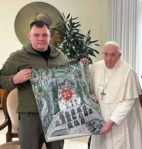 Папі Римському передали картину про трагедію Маріуполя