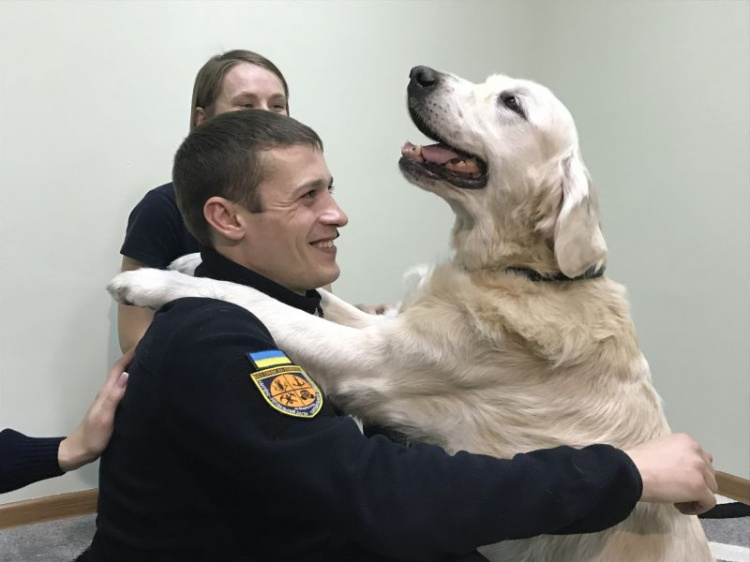 Собака-психолог в Мариуполе впервые в Украине зачислена в штат спасателей (ФОТО)