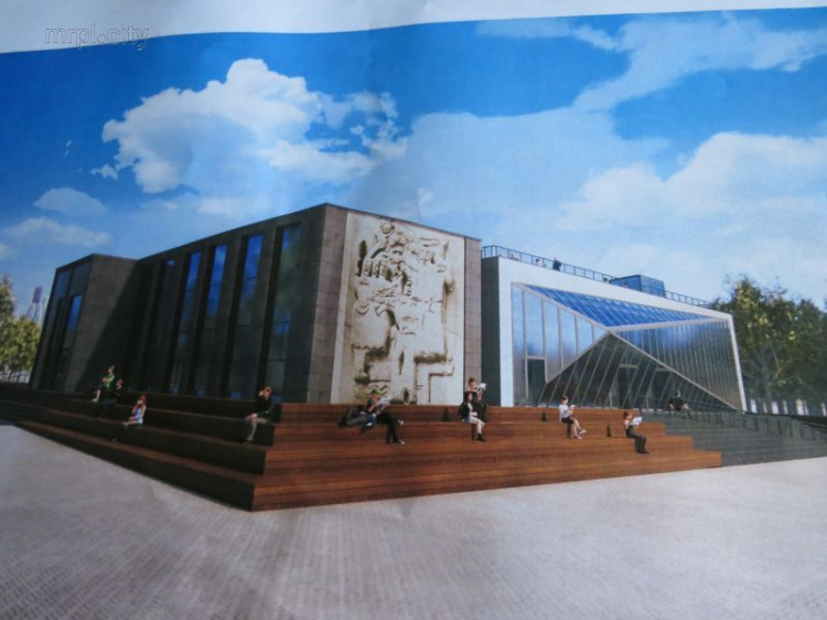 Соцмультицентр в кинотеатре «Союз» в Мариуполе: Кафе на крыше, стеклянные стены, фонтан у фасада (ФОТО+ВИДЕО)