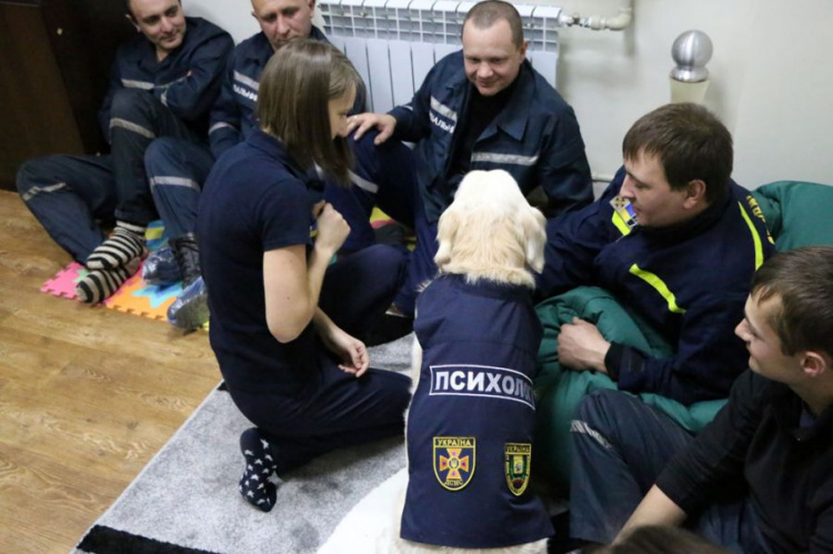 Собака-психолог в Мариуполе впервые в Украине зачислена в штат спасателей (ФОТО)