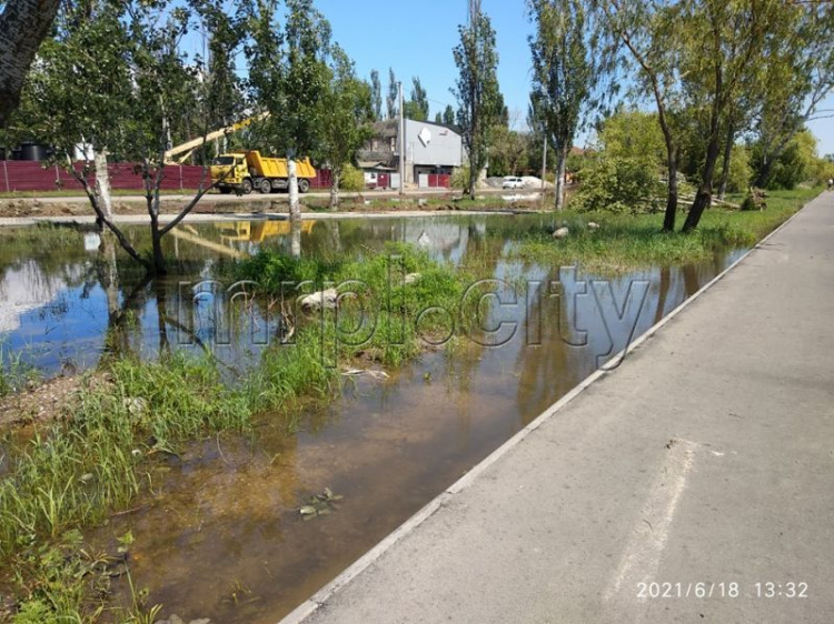 Левобережную набережную в Мариуполе затопило, повалены деревья