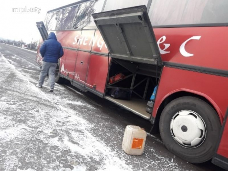 Из-за снегопада автобус из Мариуполя не смог доехать до блокпоста (ФОТО)