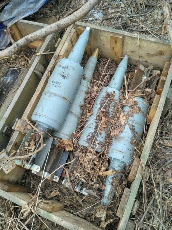В Донецкой области обнаружен в лесу тайник с танковыми снарядами калибра 125 мм