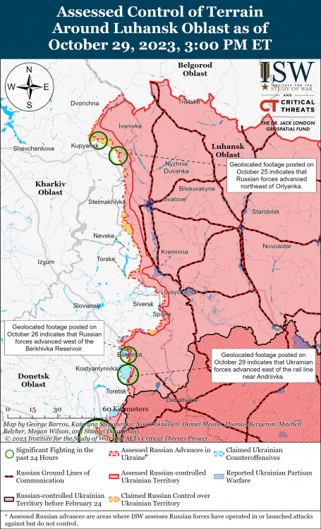 ЗСУ просунулися на схід від залізниці під Бахмутом та відбили всі атаки на Донбасі  - карта