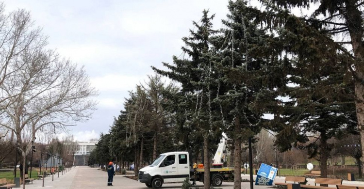 Мариупольский парк готовят к новогодним праздникам (ФОТОФАКТ)