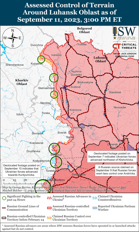 Українські захисники продовжують наступати південніше Бахмута  - ситуація та карта