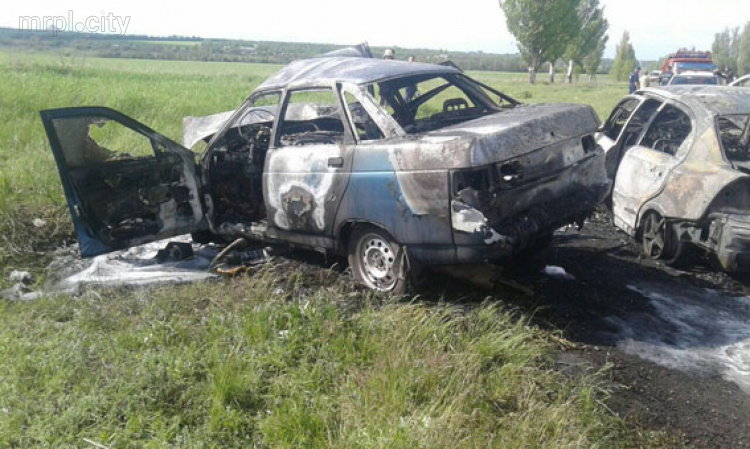 В лобовом столкновении авто на Донетчине в горящих автомобилях погибли три человека (ФОТО)