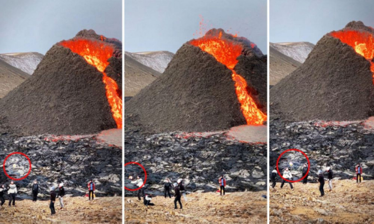 Исландцы сыграли в волейбол возле извергающегося вулкана