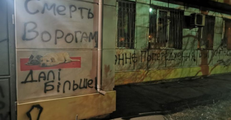 В Мариуполе хулиганы обезобразили стены ветеринарной клиники