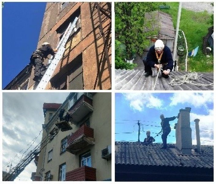 В Мариуполе спасатели демонтировали с фасадов трех зданий опасные элементы