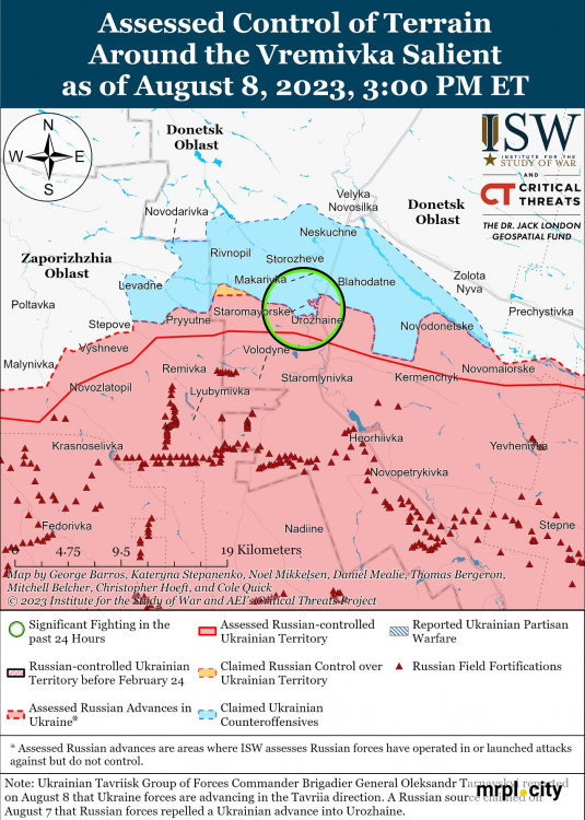 Сили оборони наступають під Бахмутом, на Мелітопольському та Бердянському напрямках – карта