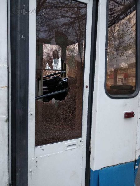 Разбил дверь троллейбуса и ударил полицейского: в Мариуполе задержали агрессивного пассажира (ФОТО)