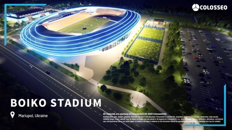Стекло, металл, неон: как будет выглядеть обновленный стадион им. Бойко в Мариуполе (ВИДЕО)