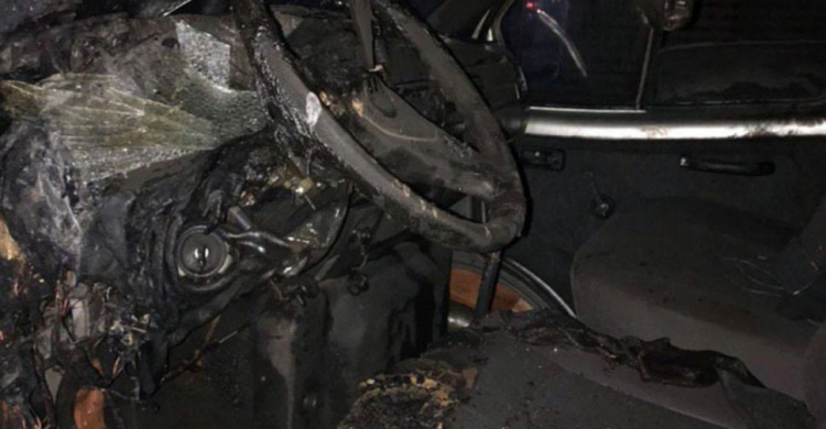 Вблизи Мариуполя внезапно загорелся автомобиль с водителем (ФОТО)