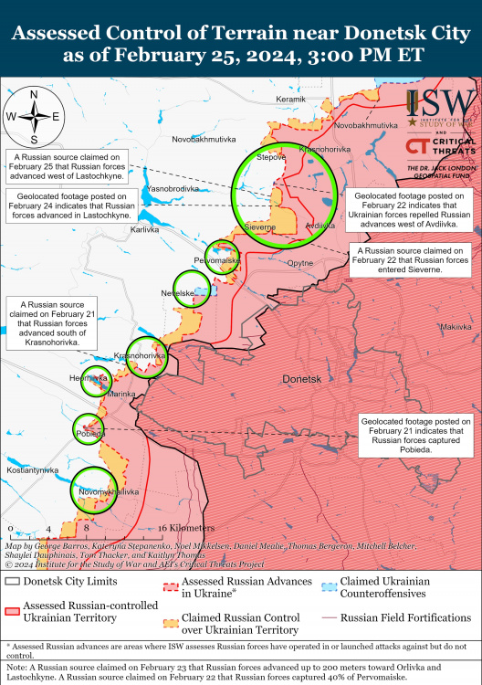 Росіяни пройшли вперед на захід від Авдіївки – карта бойових дій