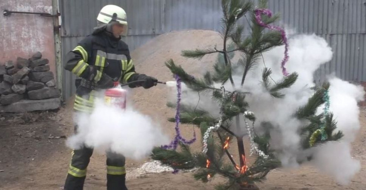 «Елочка, гори!»: в Мариуполе спасатели показали, как новогодняя елка может стать причиной трагедии (ВИДЕО)