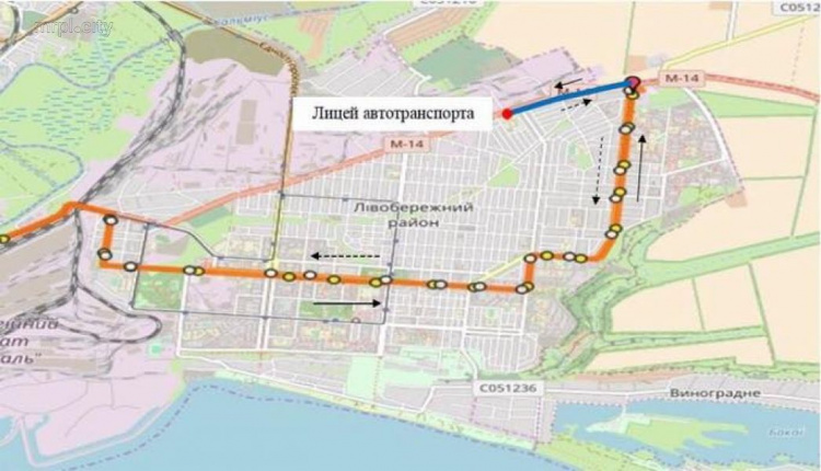 В Мариуполе маршрут № 153 продлен до лицея автотранспорта (СХЕМА)